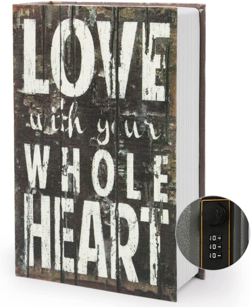 TourKing Diversion Book Safe Storage Box, Dictionary Secret Safe Can with Security Combination Lock/Key, Diversion Book Hidden Safe (Combination, LOVE)