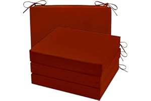 cozyide Outdoor Chair Cushions, Waterproof Patio Seat Cushions with Adjustable Straps, Square Corner Patio Chair Cushions for Garden, Brick Red, 18.5x16x3 Inch (Pack of 4)