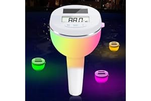 KingSom Solar Digital Pool Thermometer,Floating Pool Digital Thermometer with Color Changing Light,Large LCD Screen Easy to Read at Night Pools Thermometers,Pond Thermometers for Hot Tub,Spa