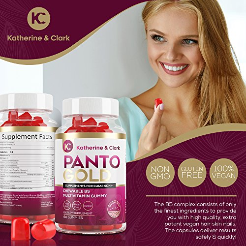 Panto Gold Vitamin B5 Pantothenic Acid Gummies for Acne Hair Skin and