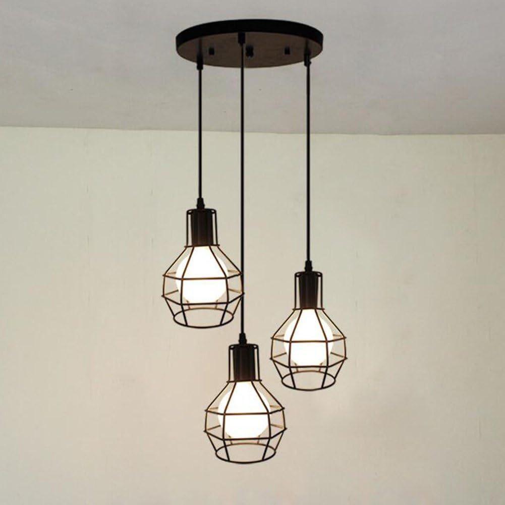 Baycheer Industrielampe Haengeleuchte Retro Industrie Lampe Schwarz Kueche Vintage Deckenleuchte Hohenverstellbar Fur Wohnzimmer Esszimmer Restaurant Keller Untergeschoss Schwarz Mit 3 Lampe Amazon De Beleuchtung