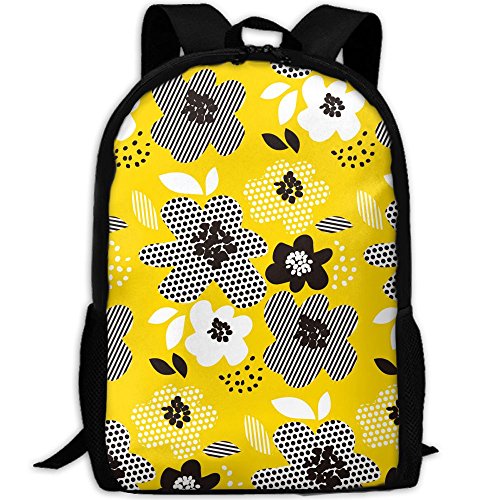 SZYYMM Custom Made Black Grey Flower Oxford Cloth Fashion Backpack,Travel/Outdoor Sports/Camping/School, Adjustable Shoulder Strap Storage Dayback For Women And Men