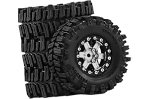 Colaxi 4 Pieces 1/18 1/24 RC Crawler Car Wheels and Tires Replacement Sturdy Professional High Performance Accessory for SCX2