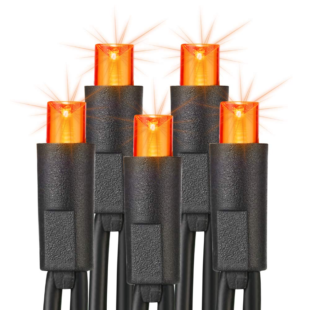 Photo 1 of Brizled Orange Halloween Lights, 33ft 100 LED 5mm Wide Angle Orange Halloween String Lights, 120V UL Certified Connectable Mini Amber Light String for Tree Party Home Indoor Outdoor Decor, Black Wire