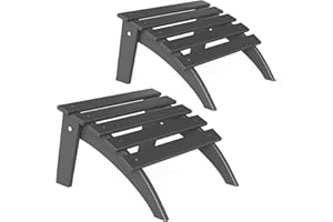 NAVINE Adirondack Ottoman Set of 2, Folding Adirondack Ottoman for Adirondack Chair, HDPE All Weather Outdoor Footstool for Patio, Backyard, Porch, Garden, Grey