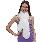 Fancylovesotio 55 Inch Womens Faux Fur Scarf Neck Collar Warmer Stole Shawl Lady Evening Scarf Wrap for Cold Winter