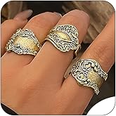 CXENSJH Vintage Knuckle Rings Set for Women Bohemian Retro Hollow Flower Rings Stackable Chunky Gold Rings Set Y2K Floral Statement Rings Bohemian Style Jewelry
