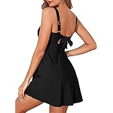 Aleumdr Women's One Piece Swimsuit Tummy Control Swim Dress Modest Full Coverage Skirt Bathing Suit with Pockets