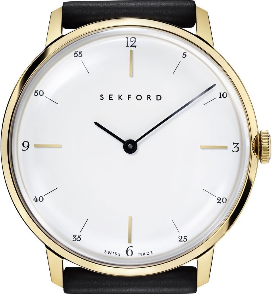 Sekford Type 1A Gold Watch | White/Black Leather