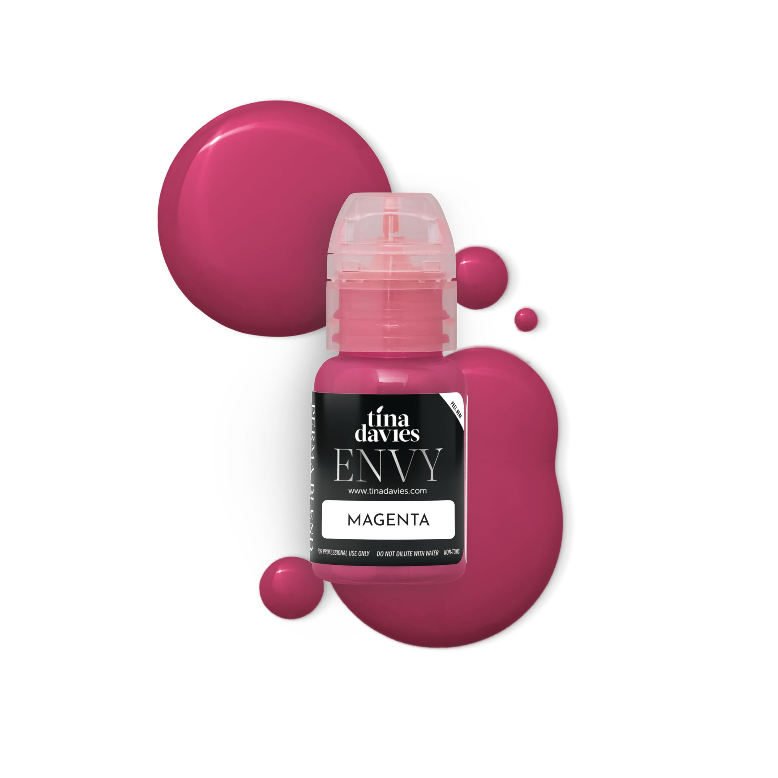 Tina Davies Professional Envy & Lust Lip Pigments - Permanent Lip Makeup - Colors Heal True to Tone - High Retention - Envy Magenta, 1/2oz/15ml Bottle