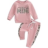 Kupretty Baby Girl Fall Winter Clothes Toddler Outfit Letters Graphic Crewneck Sweatshirts + Joggers Pants Set