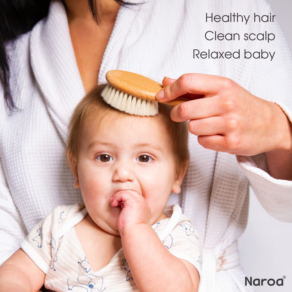 Naroa Natural Baby Hair Brush Soft Safe Wooden Handle & Smooth Goat