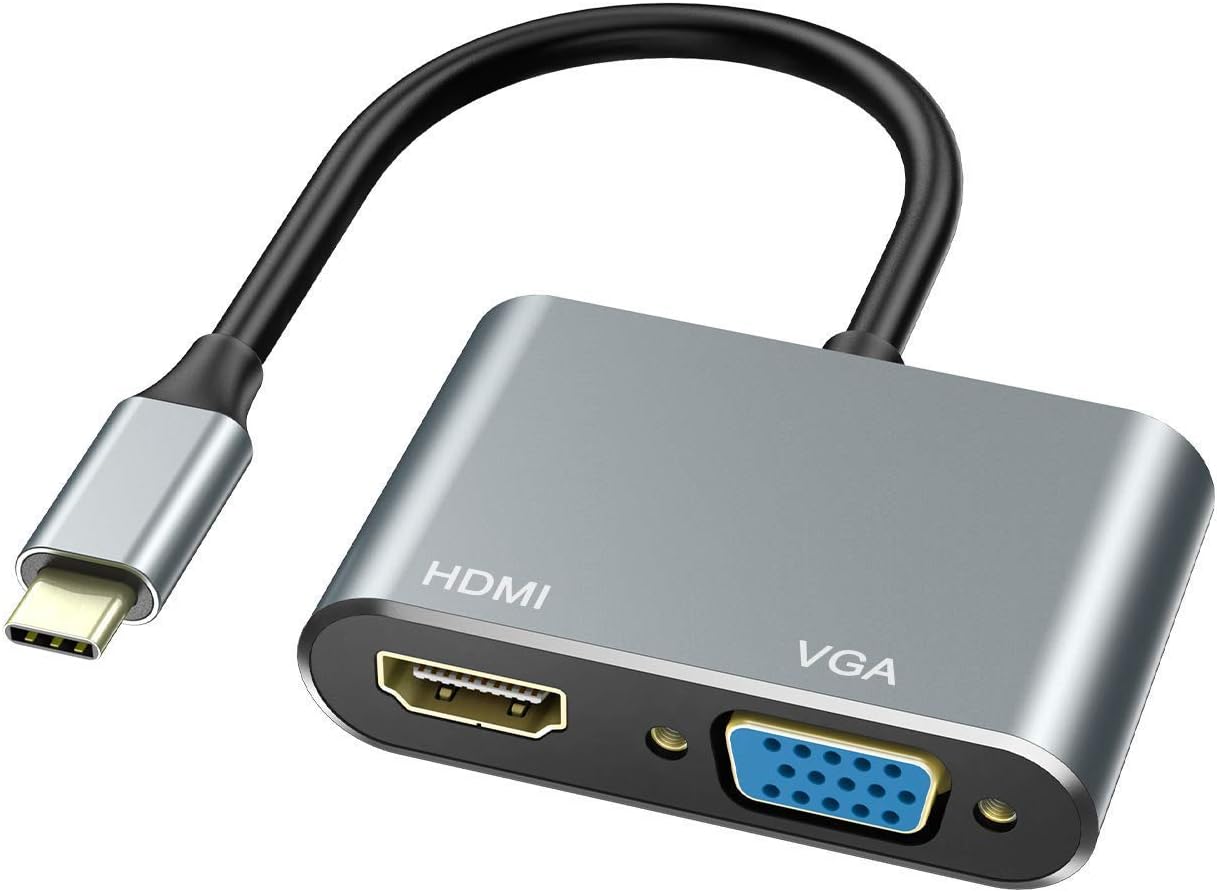 USB C to HDMI VGA Adapter with 4K HDMI, 1080P VGA