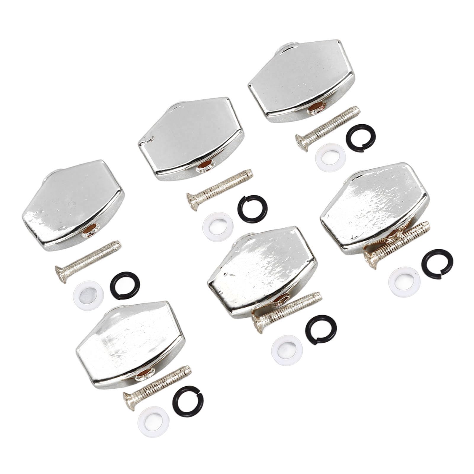 SEAFRONT 6Pcs Metal Guitar Tuning Peg Buttons Replacement for Acoustic Electric Guitar, Universal Tuning Peg Knobs, Easy to Install (Silver), (SEAFRONT5czdntfhi7-12)