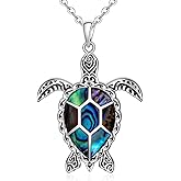 Sea Turtle Necklace Turtle Necklaces for Women Mom Abalone Pendant Sterling Silver Mother Daughter Wave Holiday Gifts