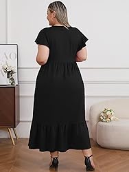Moon Wood Women's 2025 Plus Size Casual Dress Crew