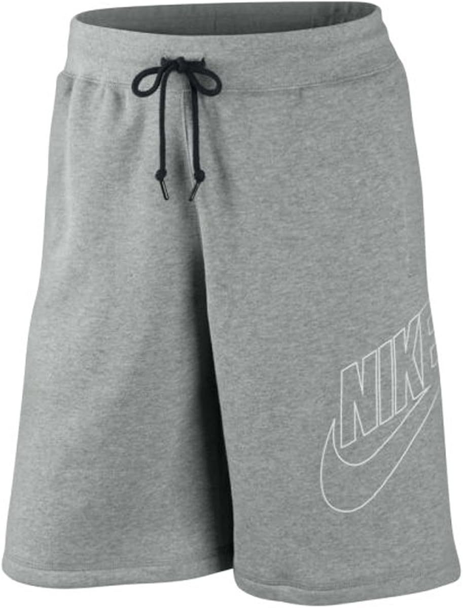 Nike Mens Long 3/4 Length Knee Short Summer Fleece Shorts Grey Alumni