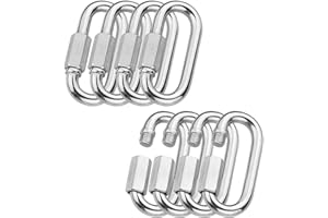 M-FV 304 Stainless Steel Quick Links Locking Carabiner for Outdoor Traveling Equipment (M6-8pack)