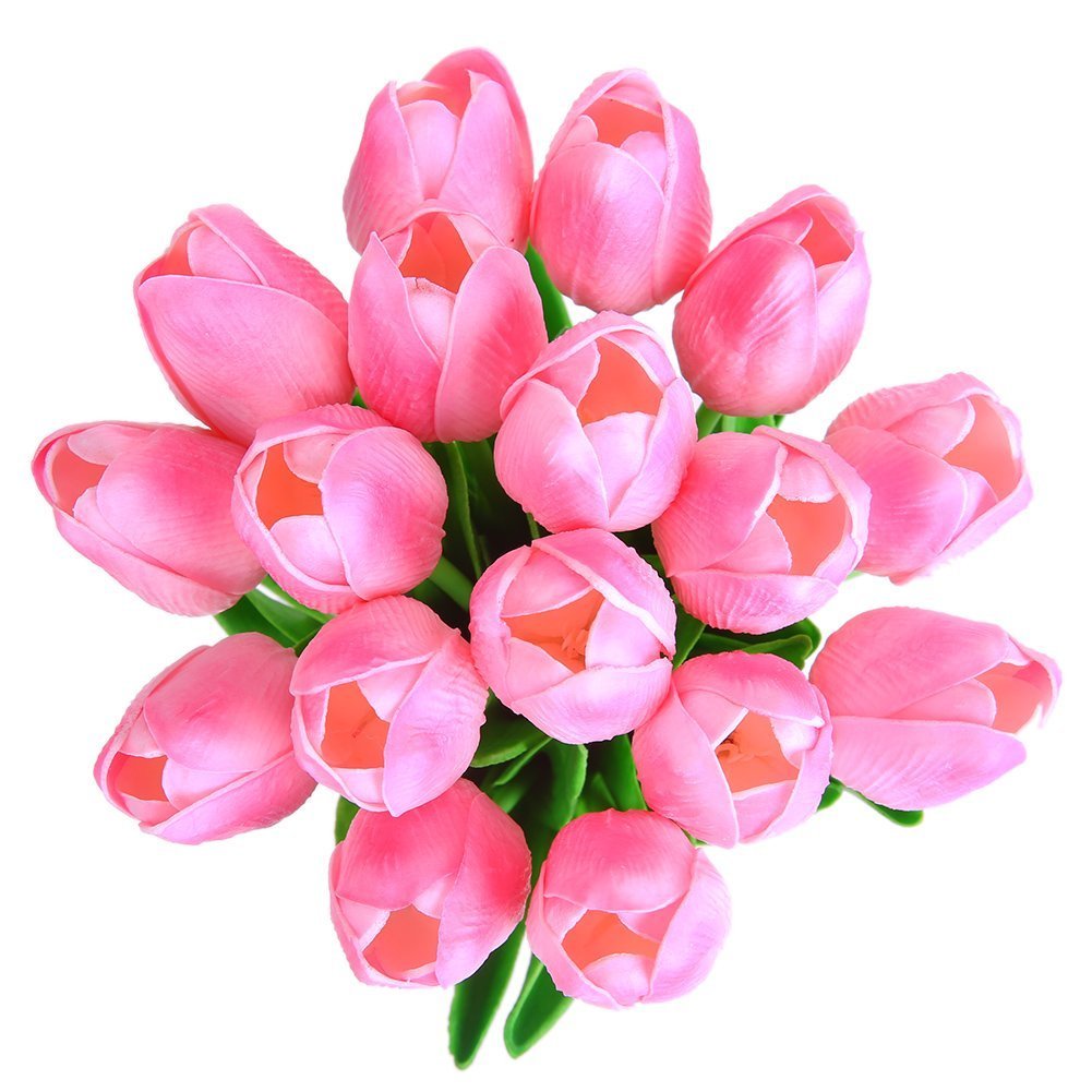 Luyue Artificial 12pcs Mini Tulips Real Touch Flowers Bouquet For