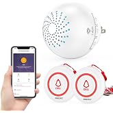 SINGCALL Tuya WiFi Wireless Caregiver Pager System 1 Receiver &amp; 2 Buttons | Home Caring SOS Emergency Call, Nurse Call Bell, For Seniors/Patients/Children/Elderly, No Monthly Fee, Only 2.4GHz WiFi