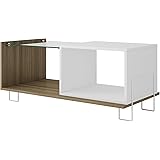 Manhattan Comfort Boden Collection Contemporary TV Stand With Tempered Glass Top, Two Open Cubby Spaces, White/Glass/Wood