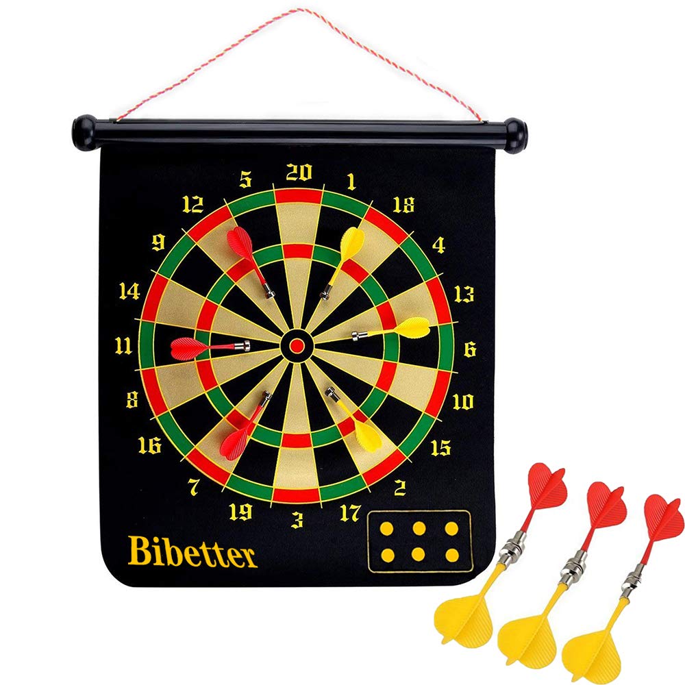 Magnetic Reversible Dartboard 18.5" *15" (47 * 38cm), Easy to Roll Up and Store with 6 Darts, Safe to Kids, Birthday Present