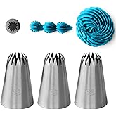 6B Piping Tip Large,Star Icing Tip 6B for Eclairs,Churros,Meringue,Cake Cupcake Cookie Decorating,3 Pcs