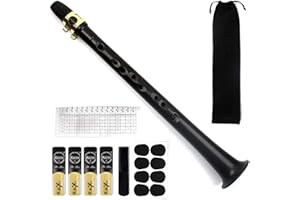 Pocket Saxophone Kit, FOVERN1 Mini Sax Portable Woodwind Instrument Professional instruments with 4 Reeds, 8 Dental pad, Fingering Charts, Carrying Bag for Amateurs and professional performers (black)