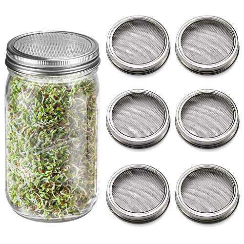 6 Pack Sprouting Lids for Wide Mouth Mason Jars Canning Jars,304 Stainless Steel Sprouting Jar Lid Kit Sprout Generator… 1 6 Pack Sprouting Lids for Wide Mouth Mason Jars Canning Jars,304 Stainless Steel Sprouting Jar Lid Kit Sprout Generator…