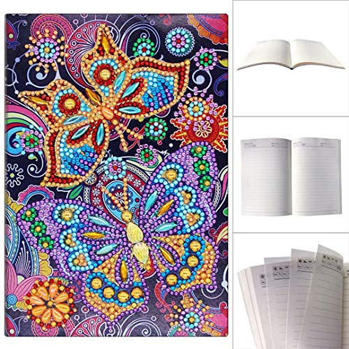 qiaoniuniu Diamond Painting for Kids Mosaic Making A5 Notebook Journals Notepad Gifts for Christmas (Butterfly)