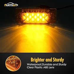 Partsam 2Pcs 6" Amber 13 LED Reflective Rectangle