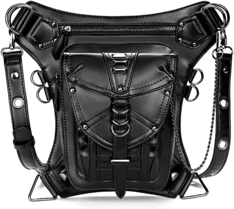 Rullar Waterproof Waist Bag Tactical Drop Leg Bag Outdoor Bike Cycling Hiking Fanny Pack Hip/Thigh Bag Pouch Shoulder Crossbody Bag Black
