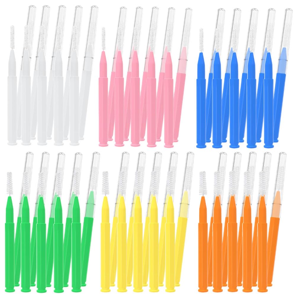 Bmeigo 60pcs Interdental Brushes,6 Sizes Dental Brush with Case for Between Teeth and Gums Small Orthodontic Brushes for Braces Gap Interspace Cleaning(0.4mm, 0.6mm, 0.7mm, 0.8mm, 1mm, 1.5mm)