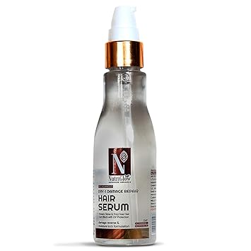 NutriGlow Advanced Organics Dry & Damage Repair Hair Serum/Damage Reverse/Moisture Lock Formulation/Instant Shine/Fizz free hair/No Parabens -100ml