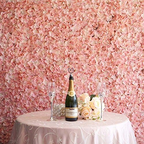 Enova Home Artificial Faux Foliage Wall Mat Panel Hydrangea Flower Backdrop Wedding Party Event Decoration Pack of 4 (Pink)