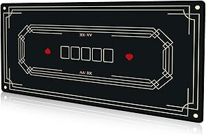 AAXKK 70 x 35 Inch 6-10 Person Black Texas Hold'em Poker Mat Portable Poker Table Tops Cards Game Mat Pad Topper Waterproof, Easily Clean & Glide Over, Anti-Slip, Odorless with Storage Bag