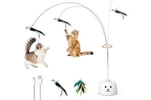 CATPICK Interactive Cat Toys for Indoor Cats Automatic Electric Flying Bird Feather Cat Toy - Best Kitten & Adult Cat Enrichment Toy Stick-on Hanging Electric Kitty Toys for Bored Cats