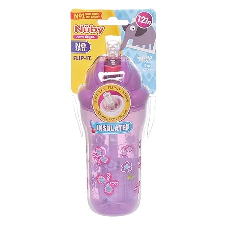 Nuby 270ml Insulated Flip It Sippy Cups (Purple)
