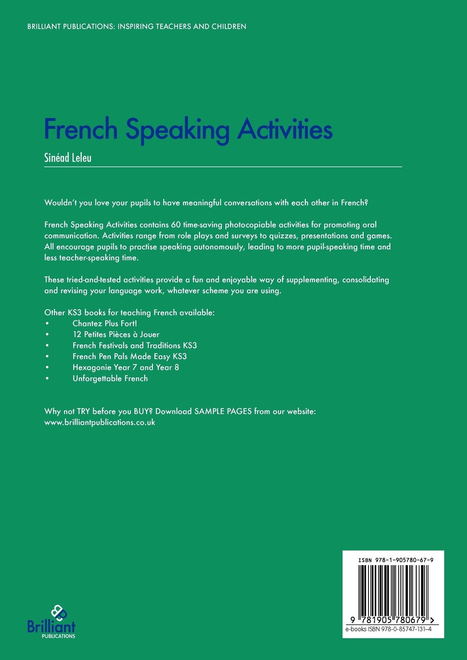 french speaking activities fun ways to get ks3 pupils to talk to each other in french leleu sin ad leleu sinead 9781905780679 amazon com books