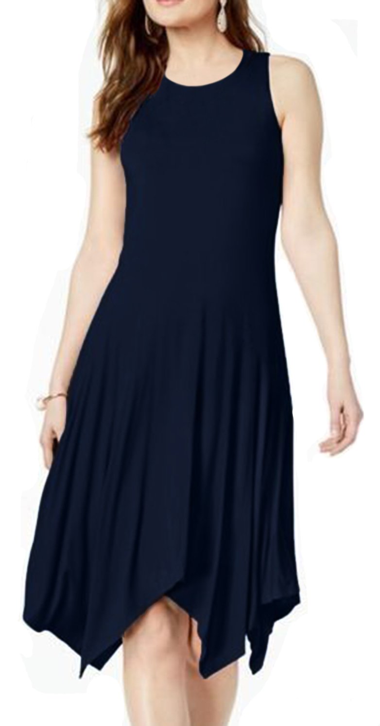 DILANNI Womens Comfy Swing Tunic Sleeveless Solid T-Shirt Dress