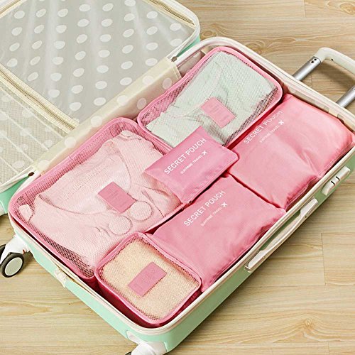RedDhong Pure-color Waterproof Travel Clothes Organizer Underwear Bag 6 Sets