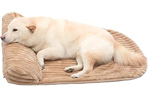 Jiupety Bolster Dog Pillow with Orthopedic, Benefit for Cervical Vertebra, Machine Washable, Pet Pillow Bed Met for Small Medium Large Dogs, Brown, XL