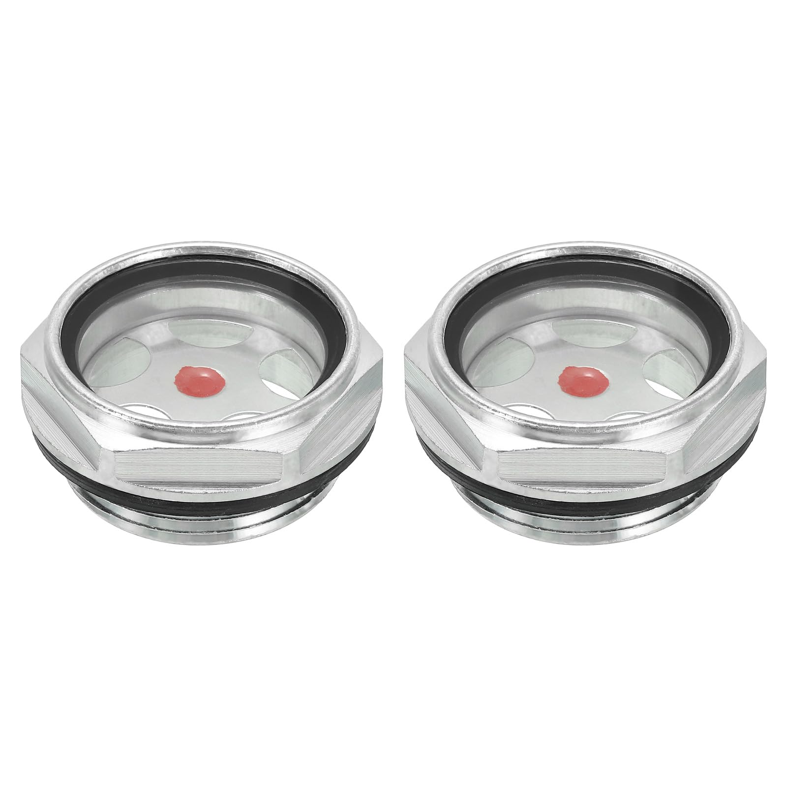 PATIKIL Air Compressor Oil Sight Glass, 2 Pack G 1-1/4" Male Thread Aluminum Alloy Oil Liquid Level Gauge Air Compressor Parts with O-Ring