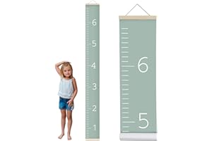 Morxy Canvas Growth Chart for Kids - Unisex Kids Room Wall Decor - Measuring Height Chart- Wall Tape with Height Chart for Kids (Canvas, Plain sage)