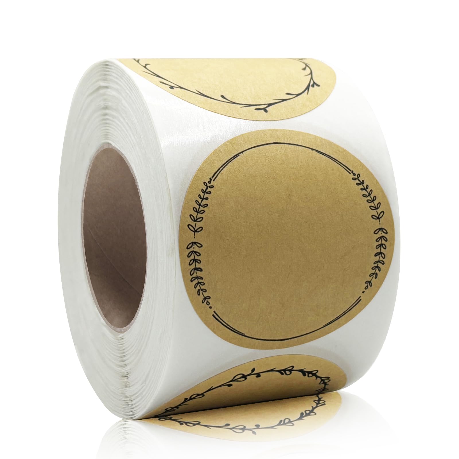 Photo 1 of 2" Canning Labels for Jars & Lids, 500 Labels per Roll, 4 Different Wreath Designs, Round Kraft Christmas Mason Jar Stickers, Food Labels Pantry Labels, Mason Jar Labels Spice Labels Bottle Labels