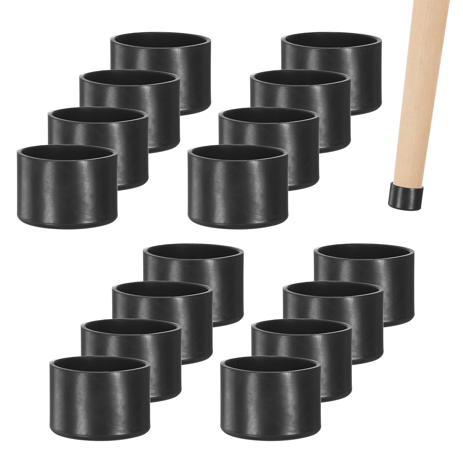 M METERXITY 16-Pack Chair Leg Caps, 1-5/8 Inch(42mm) PVC Chair Leg Floor Protectors for Folding Chairs/Metal Chairs/Furniture Table/Hardwood Floors, Round Non-Slip Cover End Tips [Black]