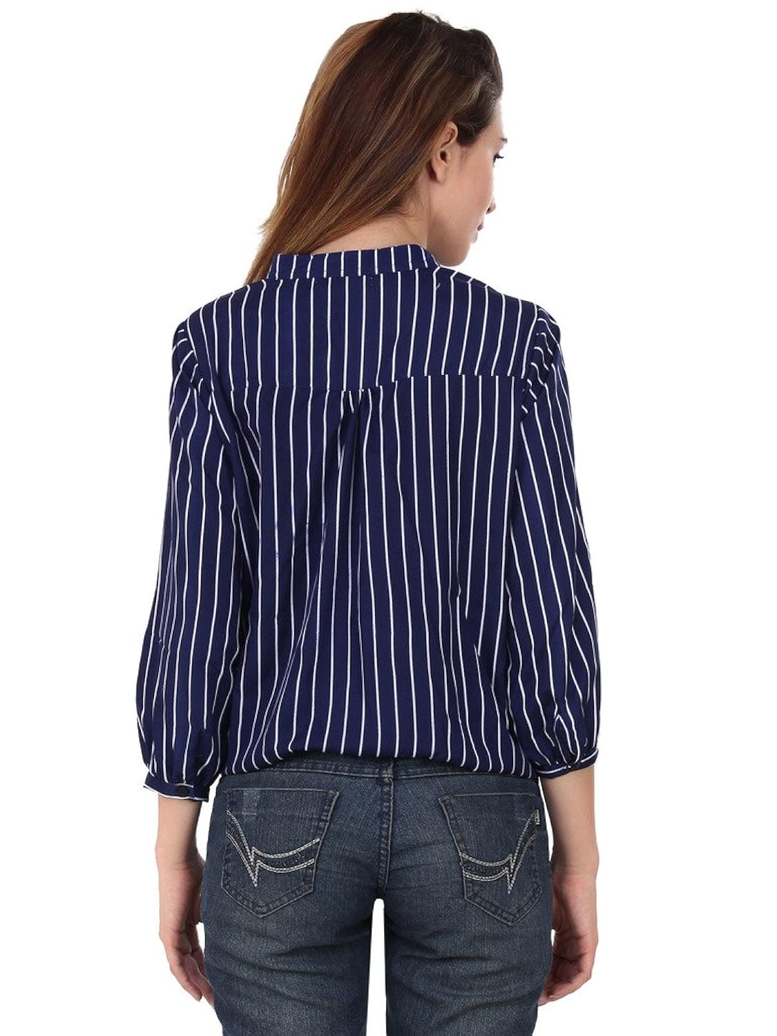 mallory winston navy stripe balloon top.