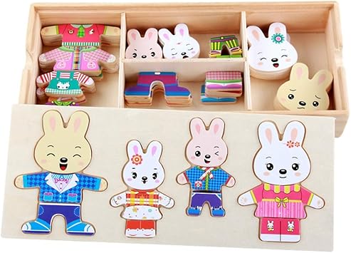 Amazon Co Jp バニードレッシングパズル木製子供認識ペアリングモンテッソーリ初期教育玩具木製収納ボックス スポーツ アウトドア