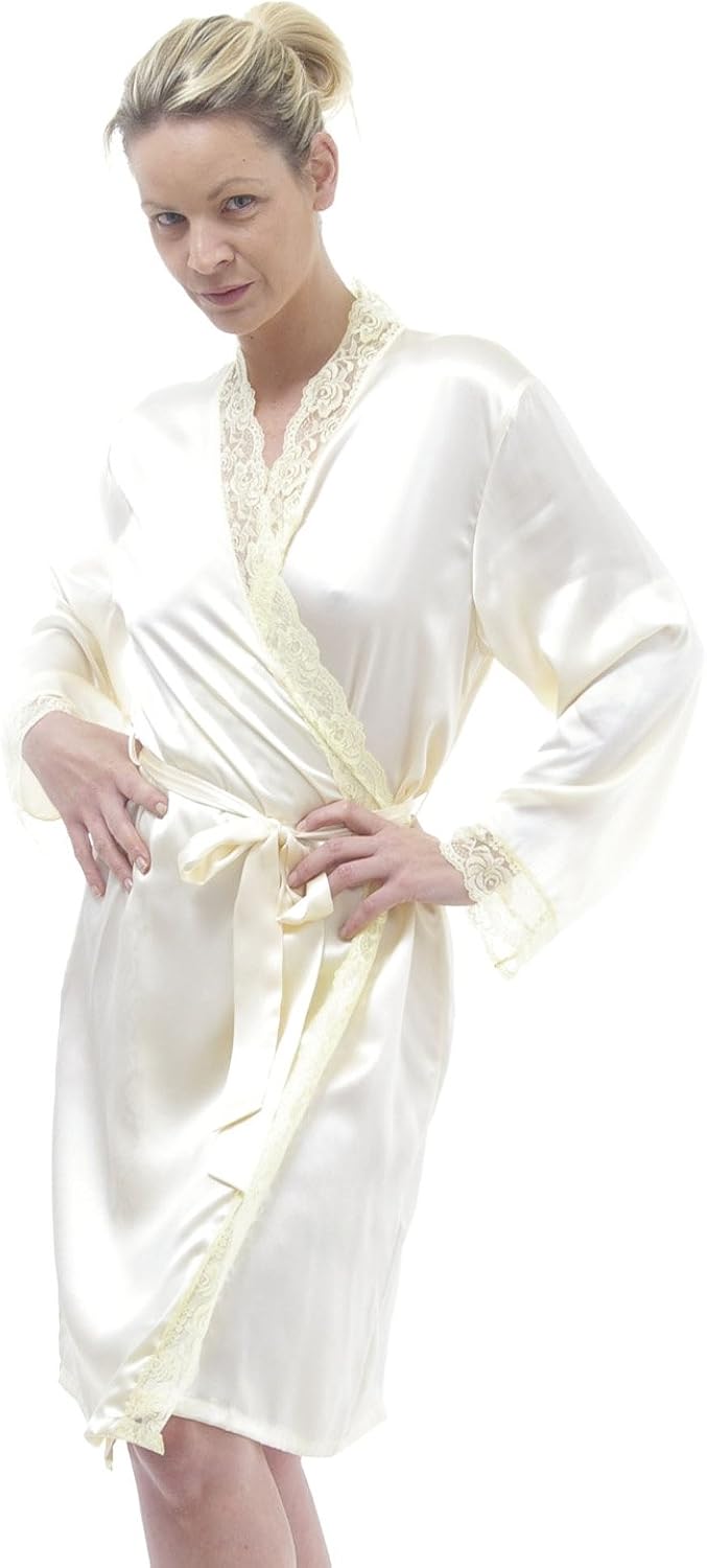 Silk short lace dressing gown The House of Silk Clothing