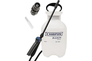 CHAPIN INTERNATIONAL Chapin 20074: Made in The USA Disinfectant Bleach Sprayer, 1-Gallon, Adjustable Cone Nozzle, Compatible with Bleach Solutions and Fungicides, Bonus Spray Shield, Translucent White
